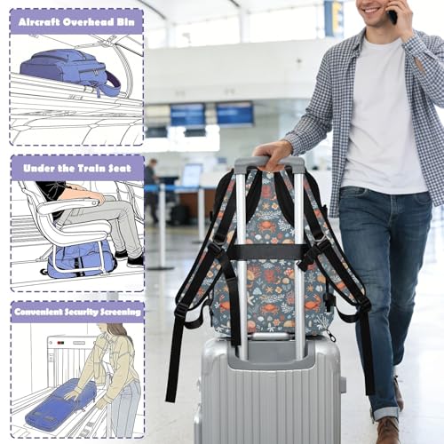 Travel Backpack with Shoe Compartment, 20L Large Capacity Laptop Backpack for Men Women, Summer Mediterranean Pattern Daypack for Traveling Hiking Carry On