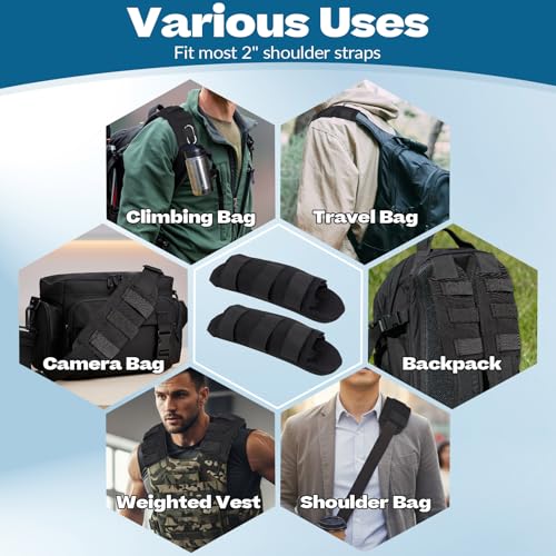 2 Pack Shoulder Strap Pads, Backpack Accessories Nylon Cushion Vest Shoulder Strap Pads with Spacer Mesh Fit for 2" Sling Bags Straps