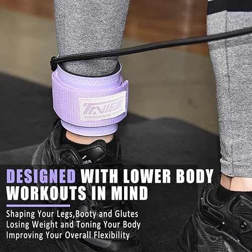 TAVIEW Ankle Straps Cable Machine Attachment for Gym - Cable Kickback Ankle Straps - Padded Ankle Cuffs for Glute Kickbacks and Leg Workouts - color: Purple-Pair