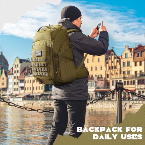 Maelstrom Tactical Backpack for Men, Water Resistant 40L Military Backpack, for Hiking, Camping, Gym with Molle System (Khaki) - color: B.khaki