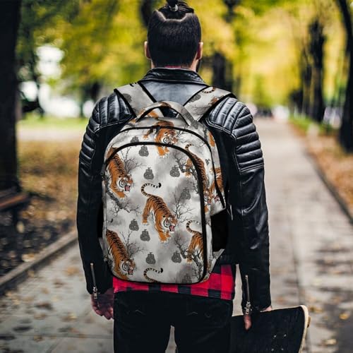 Business Anti Theft Laptop Backpack Cool Japanese Tiger Animal Painting, Waterproof Travel Computer Bag with Laptop Compartment Gifts for Men Women - color: Pattern (213)