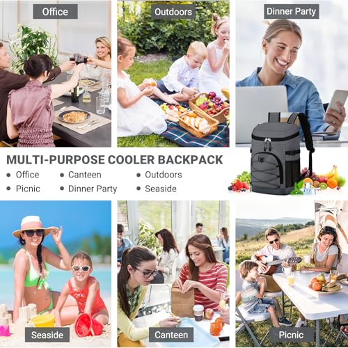 NECKORY Cooler Backpack, Lightweight and Soft Backpack Cooler for Men Women, Insulated Lunch Bag for Camping Traveling Hiking - color: Gray