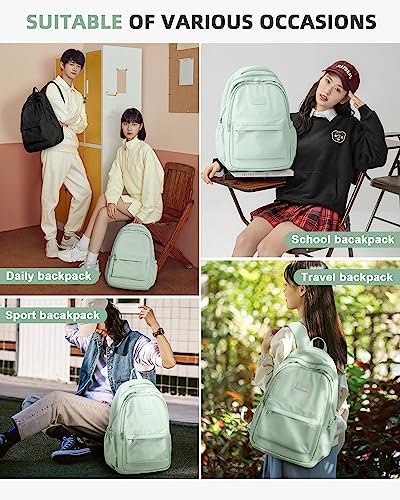 Lightweight Backpack for Women Men Laptop Travel Work Casual Daypack College Bags Cute Aesthetic Travel Backpack Casual Personal item Bag - Green - color: Green