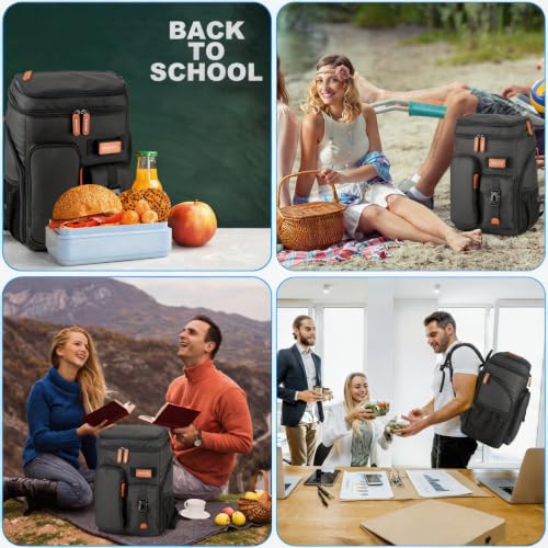 BAGPARKK Insulated Cooler Backpack,33/45 Cans Multifunctional Double Deck Leakproof Cooler Bag with Sternum Strap,Large Capacity Lightweight Travel Camping Beach Backpack - color: Blue, size: 45Can