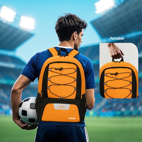 Goloni Soccer Bag, Basketball Bag with Ball Compartment & Shoe Compartment,Large Soccer Backpack for Basketball,Gym,Football - color: Dark Coffee