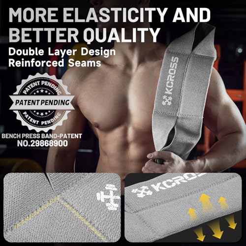 KCROSS Bench Press Band for Men and Women, Weight Lifting Bench Press Band, Push Up Exercise Bench - color: Grey (Over 300lbs), size: L(9.5in)