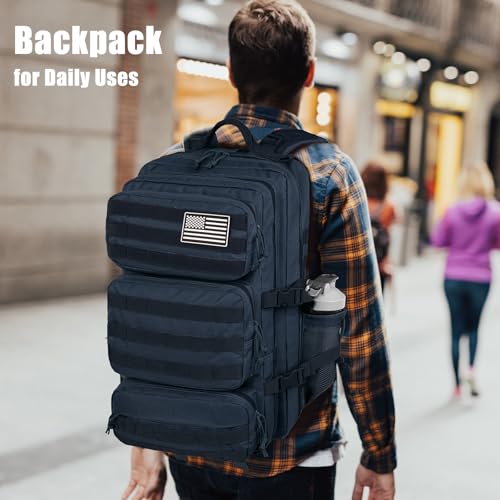 Military Tactical Backpack 50L Large Day Backpack for Men Molle Army 3 Days Assault Pack Bug Out Bag Water Resistant and Heavy Duty Hiking Treeking Rucksack - Dark Blue - color: Dark Blue, size: 50L