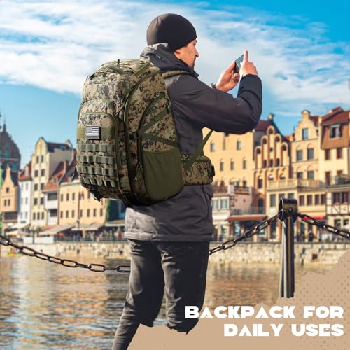 Maelstrom Tactical Backpack for Men, Water Resistant 40L Military Backpack, for Hiking, Camping, Gym with Molle System (Camouflage Green) - color: D.camouflage Green