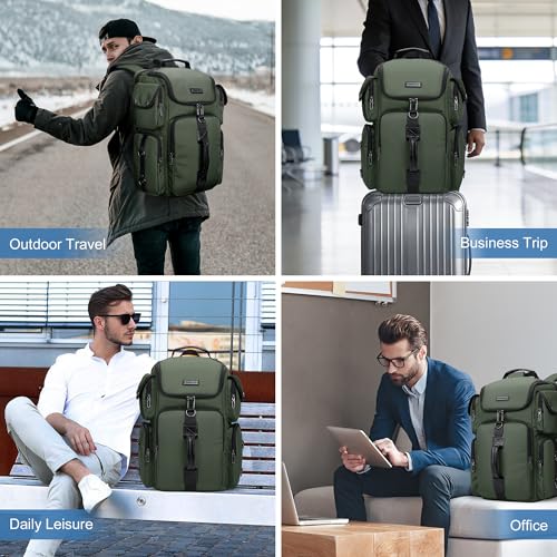 WITZMAN Travel Backpack for Men Carry-on Laptop Backpack Fit 16 Inch Airline Approved for Traveling,Casual,Commuting(B744 Army Green) - color: Army Green