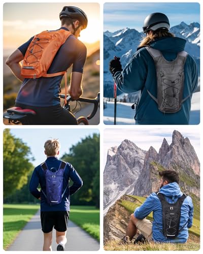 Blue Quartz Hydration Backpack with 2L Water Bladder, Hiking Water Pack with Insulated Compartment for Women Men, Lightweight Cycling Daypack with Phone Pocket, Hydration Pack for Running,Biking - color: Black