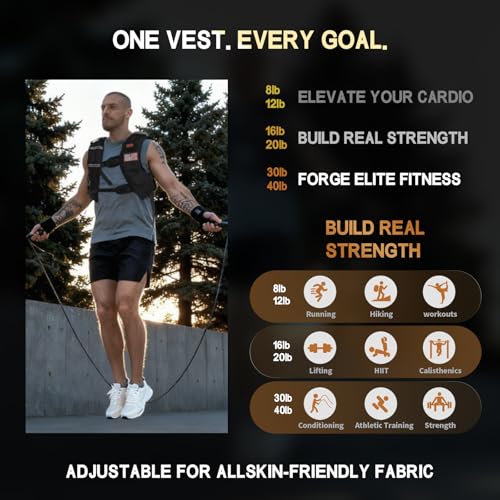 WANOON Weighted Vest for Men Women, 8lb/12lb/16lb/20lb/30lb/40lb Fixed Weight, Plus Size Fitness Vest with Phone Pocket & Reflective Strips for Walking Running Rucking Strength Training - size: 12lb