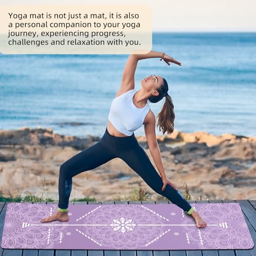 FOLAI Extra Thick Yoga Mat 6mm,pilates mat thick - Non-Slip Exercise Mat for HIIT, Pilates & Home Workouts & Workout with Free Carry Strap - color: body line purple