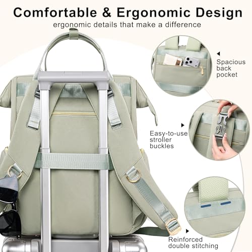 Weitars Diaper Bag Backpack Travel Diaper Backpack, Large Baby Diaper Bag with Changing Pad Baby Bag for Boys Girls, Insulated Pockets, Waterproof Baby Backpack for Mom & Maternity (Green) - color: Green