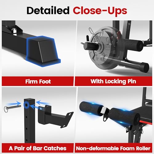 Weight Bench Set, 880LBS Adjustable Bench Press Set with Leg Extension and Barbell Rack, Safety Bar Catches, Fasting Foldable Workout Benches for Home and Gym