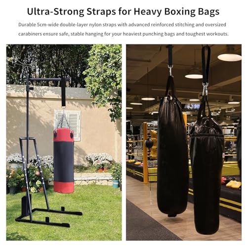 Heavy Bag Hanger Strap with Carabiner, Punching Bag Mount for Home Gym Training (1 Pack)