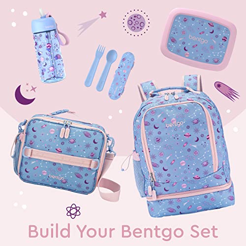 Bentgo Kids 2-in-1 Backpack & Insulated Lunch Bag - Durable 16” Backpack & Lunch Container in Unique Prints for School & Travel - Water Resistant, Padded & Large Compartments (Lavender Galaxy) - color: Lavender Galaxy