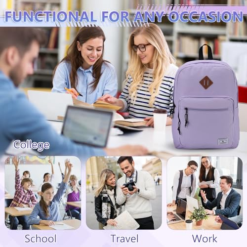 VX VONXURY Backpack for Men Women, Lightweight Kids School Bag, Classic Basic Laptop Bookbag for College Work Travel Hiking - color: Light Purple