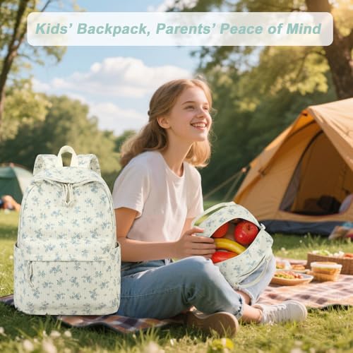 BTOOP School Backpacks for Teen Girls Bookbags Lightweight Kids Backpack School Bags Set with Lunch Box Pencil Case - color: Blue