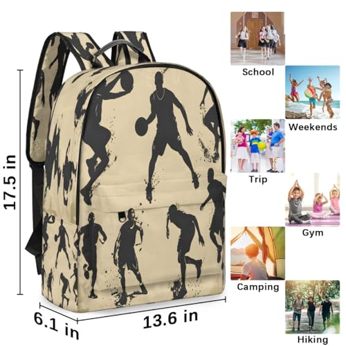 17.5 inch Laptop Backpack Basketball Player College Waterproof Travel Bag Casual Book Bag with Multiple Pockets Laptop Backpacks for Travel Hiking