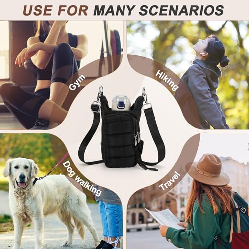 Water Bottle Carrier Bag, Convenient and Durable, Crossbody Water Bottle Holder for Hiking, Cycling - color: Black