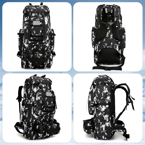 King'sGuard 100L Camping Hiking Backpack Molle Rucksack Military Camping Backpacking Daypack (Black Lighting) - color: Black Lighting