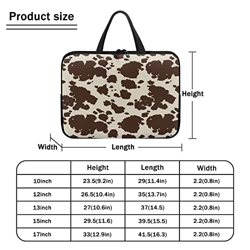 Cow Hide Print Brown Stripe Laptop Cases & Sleeves, Women's Computer Tote Bag for 10" 12" 13" 15" 17 inch Tablet/Notebook/Reader, Carrying Sleeve Handbag with Handle - color: Cow Hide Print Brown Stripe, size: 10 Inch
