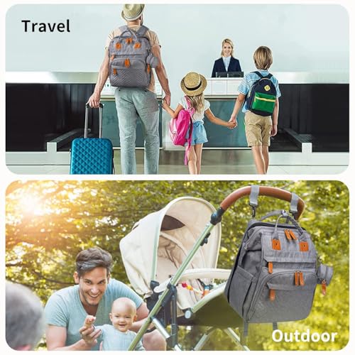 KABAQOO Diaper Bag Backpack with Detachable Changing Station, Large Capacity Baby Diaper Bags for Boys & Girls, Baby Registry Search Stuff & Shower Gifts, Newborn Essentials Must Haves, Grey - color: Grey