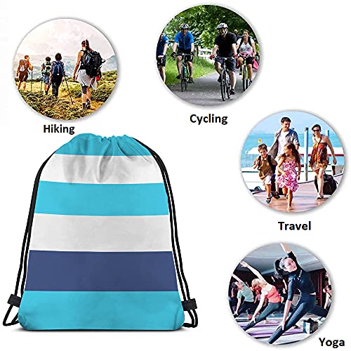 White Blue Stripes Drawstring Bags Backpack Bag Colorful Striped Pattern Modern Fashion Design Art Sport Gym Sack Drawstring Bag String Bag Yoga Bag for Men Women - color: Multi-a123