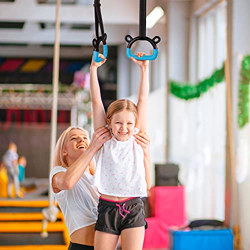 EXQ Home Kids Gymnastic Rings Pull up Rings for Chlidren Exercise,Indoor Gym Ring,Kids Gymnastics Rings with Adjustable Straps,Load Bearing 220lb(NO Bar) - color: Blue-1