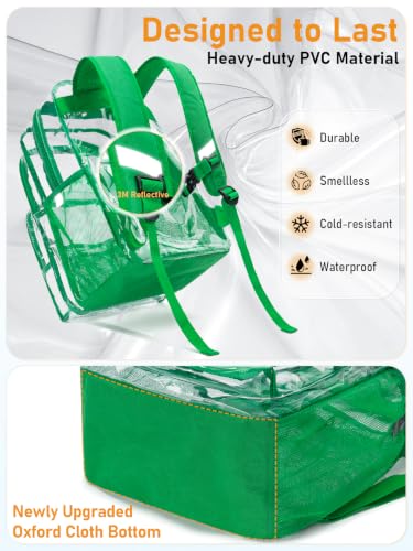 Double-Layer Clear Backpacks 17 Inch Large Clear School Book Bag - color: Green