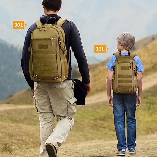 HUNTVP 10L/20L/30L Tactical Backpack Military MOLLE Backpack Rucksack Gear Tactical Assault Pack for Hunting Camping Trekking (30L-Dark Brown) - color: Dark Brown, size: 30L