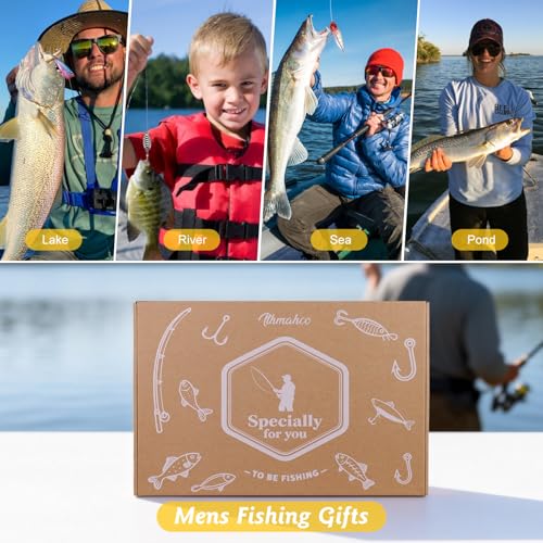 Fishing Fishing Tool Kit Gifts for Men Dad, Dad Fishing Backpack Gear Kit Lures Tackle Box Gift, Best Gifts for Fisherman Birthday, Fish Tools & Accessories Equipment Gift Set for Men Fishermen