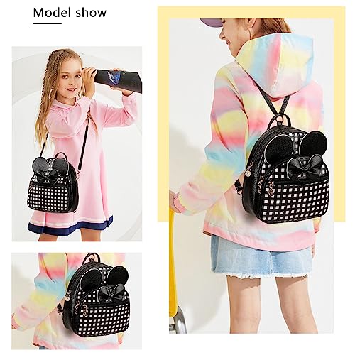 KL928 Girls Mini Backpack Bowknot Polka Dot Cute Small Daypacks Convertible Shoulder Bag Purse for Women - color: Checked