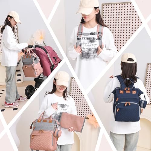 SHITIESHOU Diaper Bag Backpack Baby Bag for Mom Dad with Changing Pad, 19 Pockets, Large Waterproof Travel Baby Girl Boy Toddle Diaper Bag with Insulated Pocket, Baby Shower Gifts, Blue - color: Blue