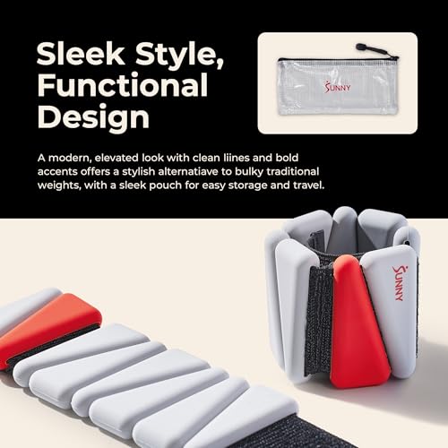 Sunny Health & Fitness Ankle Weights for Women & Men – Adjustable Wrist, Arm & Leg Weights in 1-2 lb Pairs | Ideal for Walking, Pilates, Yoga, Cardio & Strength Training - style: 1 LB