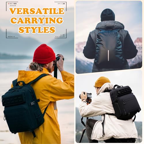 HAMBOLY Professional Camera Bag Backpack, Large Waterproof Photography Bag Case for DSLR/SLR/Mirrorless Camera with Tripod Holder/15.6’’ Laptop Compartment/Rain Cover - color: Black