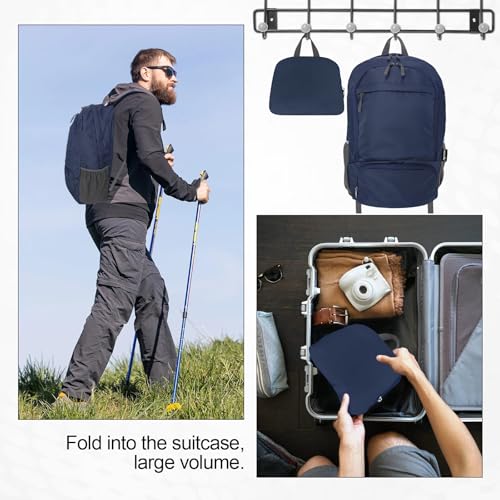 HOLYLUCK 20L lightweight packable Hiking Daypack Foldable Backpack for Men Women Small Travel Outdoor Foldable Shoulder Bag-dark blue - color: Dark Blue