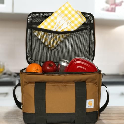 Carhartt Insulated Two Compartment Cooler, Durable Water Repellent Material W/Front Zippered Pocket for Camping, Beach & Travel - color: Black, style: 24 Can