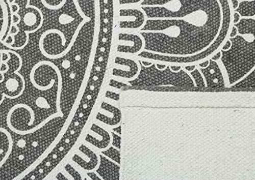 Hand Woven 100% Cotton Yoga Mat- Thick Handloom Made in India- for Gym Floor Exercise - Runner for Bedroom - color: Grey