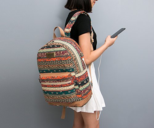 Kinmac New Bohemian Laptop Backpack with Massage Cushioned Straps Travel Outdoor Backpack for Laptop Up to 15.6 Inch - color: Bohemian