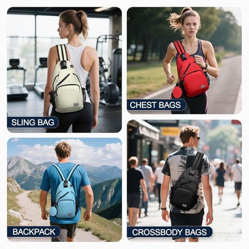 Convertible Sling Bag with Coin Pocket, 11" Tablet Crossbody Mini Backpack with Headphone Jack Casual Pack for Women Men Travel, Black - color: Black, size: Large