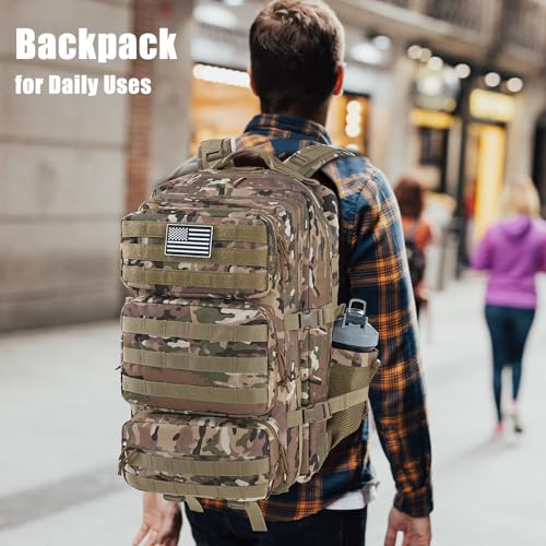 Military Tactical Backpack 50L Large Day Backpack for Men Molle Army 3 Days Assault Pack Bug Out Bag Water Resistant and Heavy Duty Hiking Treeking Rucksack - Camouflage - color: Camouflage, size: 50L