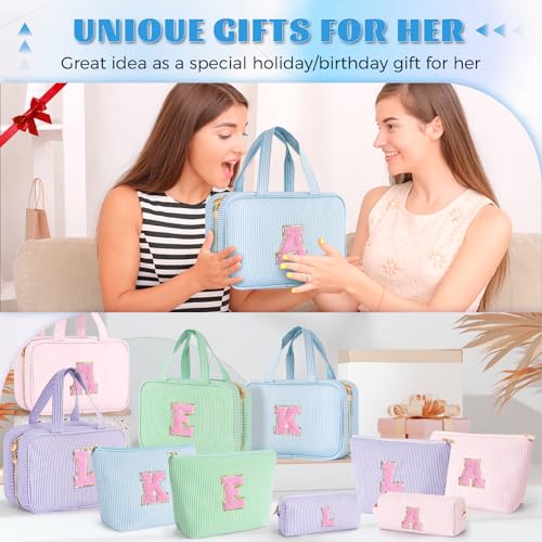 Gifts for Teen Girls Women - Personalized Toiletry Bag Initial Makeup Bag | Travel Cosmetic Bag | 8 9 10 11 12 13 14 15 16 Years Old Girl Gift Trendy Stuff - Blue P - color: Blue, style: P