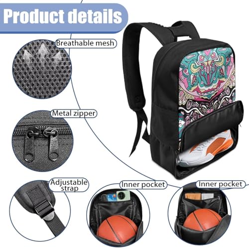Basketball Backpack With Separate Ball Compartment And Shoes Fit Basketball Volleyball Football - color: Mandala