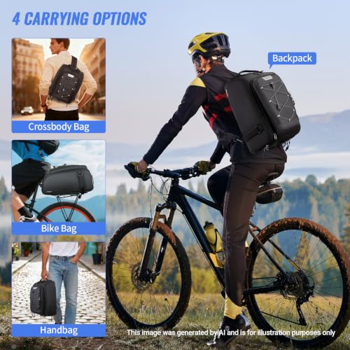 MOSISO Bike Rack Bag with Rain Cover, 15L Waterproof Bike Ebike Rear Bags - color: Black