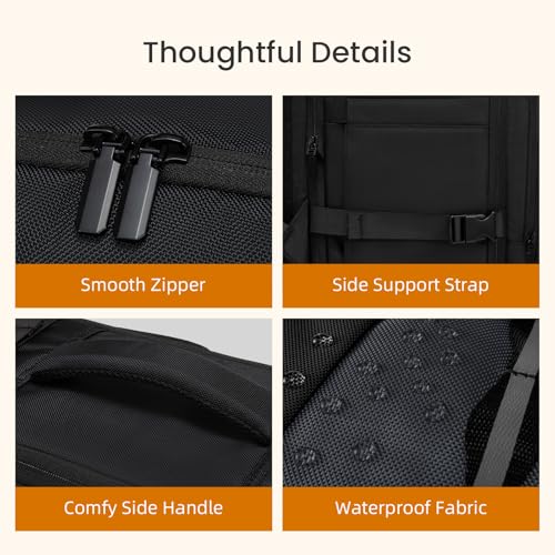 LOVEVOOK Travel Carry on Backpack for Men Women,Expandable 40L Extra Large Travel Laptop Backpack,Water Resistant Durable TSA Airline Approved Business College Carry on Bag Fit 17 Inch Computer,3 Pcs - color: Black-grey, size: 40L-3Pcs