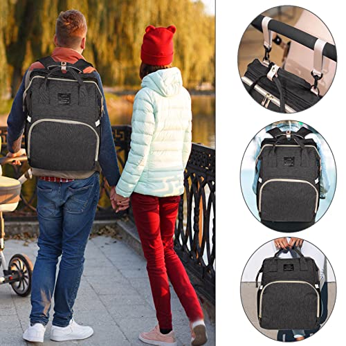 Baby Diaper Bag Backpack with Changing Station - color: Black-1