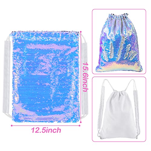 MHJY Sparkly Drawstring Backpack Mermaid Sequin Dance Bag Sports Gym Beach Swim Backpack Birthday Easter Gift Bag | Dance Bag - color: Mermaid Purple/Silver