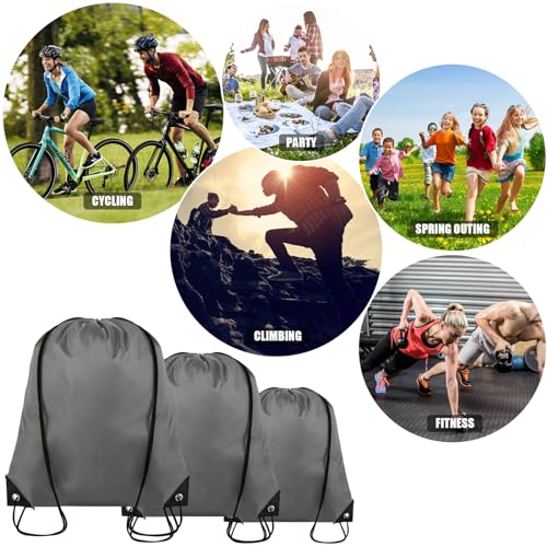 Grneric Drawstring Backpack Bulk 100Pcs Cinch Bag, Polyester Drawstring Bags for Gym Beach Sports Short Trip Party (Grey) - color: Grey