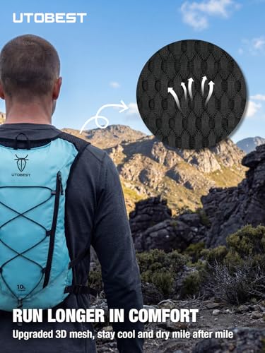 UTOBEST Running Vest Lightweight Hydration Pack 10L UTR110 - color: Blue (with 2L Bladder), size: ML (Chest Size:35-40inch)